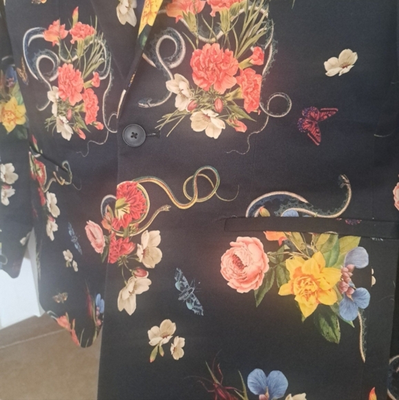 Mens Topman Cotton Floral Blazer. lined sz40R Excellent - Picture 5 of 10